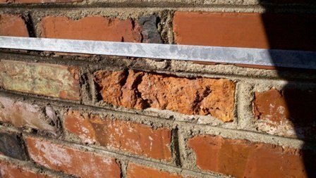 Cracked chimney brick.