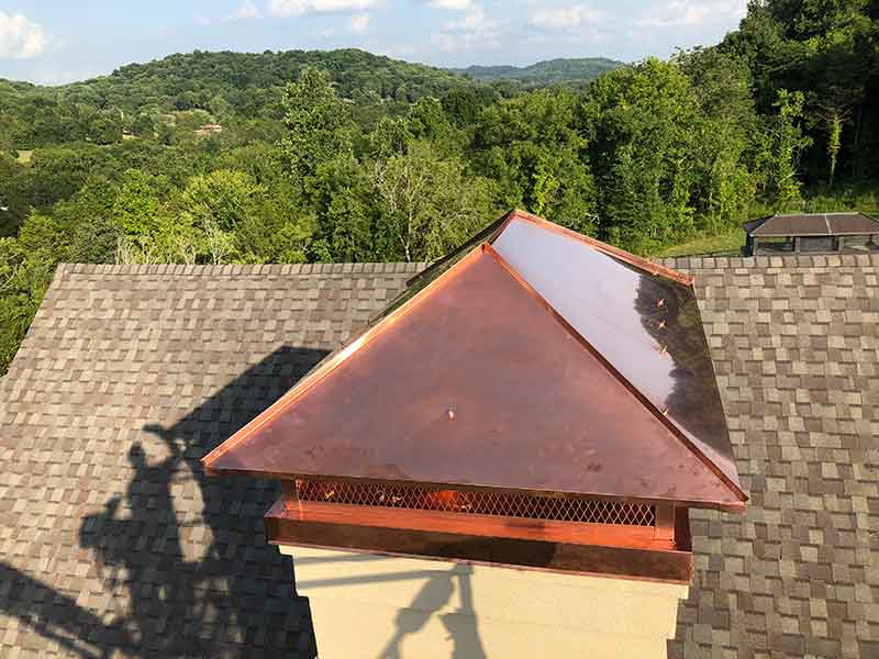 View from a different angle of the copper cap.